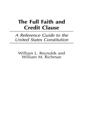 cover image of The Full Faith and Credit Clause